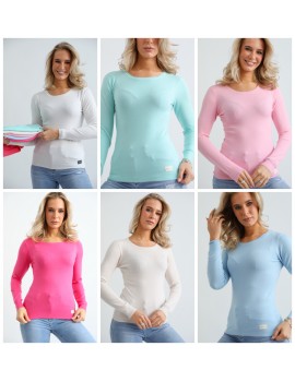 CLARIS Kerek-Nyakú Kötött Felső - Több színben