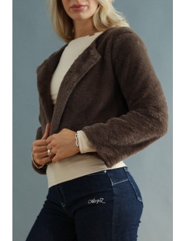 GABBIE Faux Fur Coat - Brown