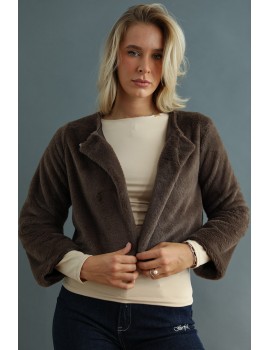 GABBIE Faux Fur Coat - Brown