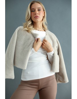 GABBIE Faux Fur Coat - Beige