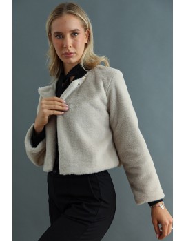 GABBIE Faux Fur Coat - Beige