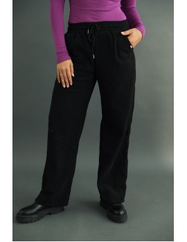 Belül Bolyhos Kordbársony Nadrág - Fekete