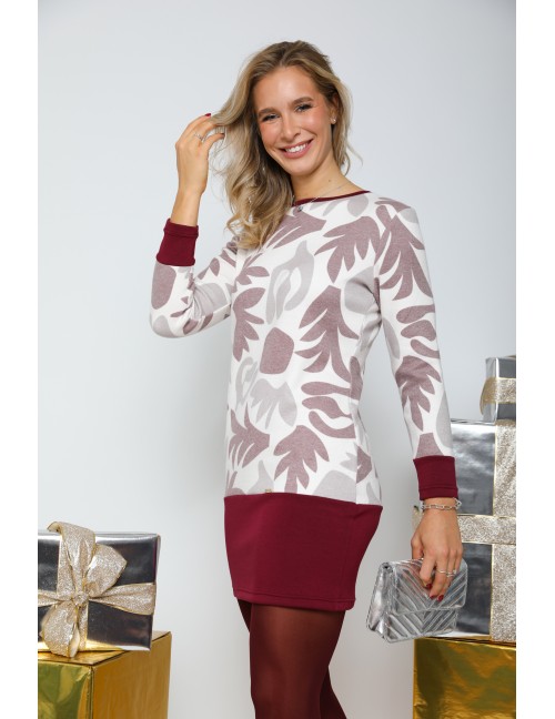 HELEN Tunika - Bordó Mintás