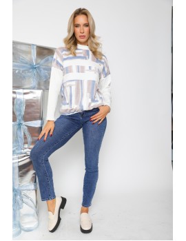 RELA Pulover - Blue Patterned