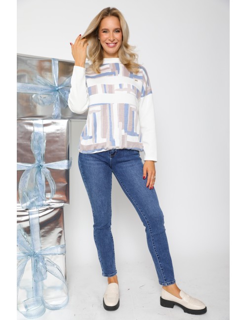 RELA Pulóver - Kék Mintás RELA Pulóver - Kék Mintás