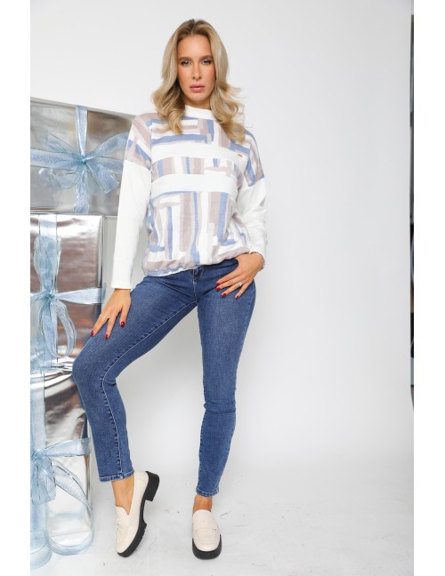 RELA Pulóver - Kék Mintás RELA Pulóver - Kék Mintás