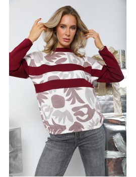 RELA Pulover - Bourgundy Patterned
