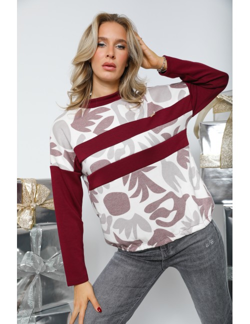 RELA Pulóver - Bordó Mintás RELA Pulóver - Bordó Mintás