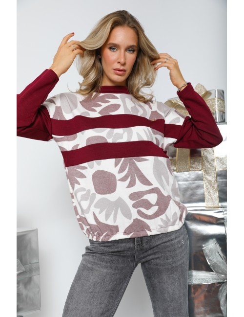 RELA Pulóver - Bordó Mintás RELA Pulóver - Bordó Mintás