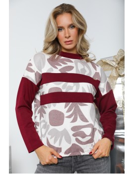 RELA Pulover - Bourgundy Patterned