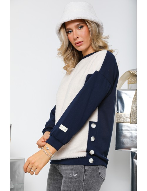 MILLE Szőrmés Felső - Sötétkék