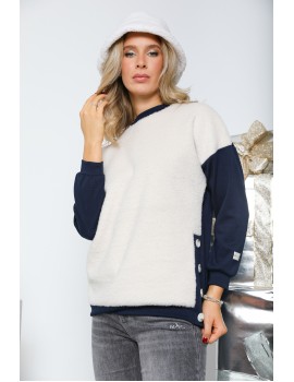 MILLE Szőrmés Felső - Sötétkék