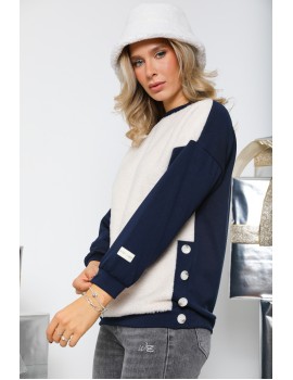 MILLE Szőrmés Felső - Sötétkék