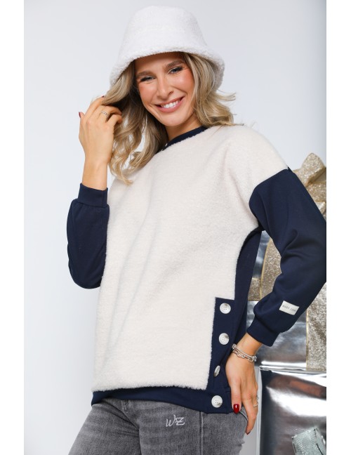 MILLE Szőrmés Felső - Sötétkék