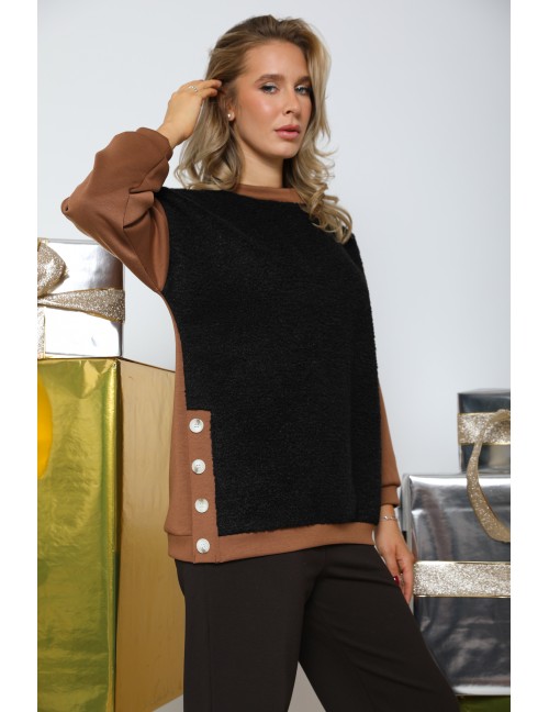 MILLE Szőrmés Felső - Barna