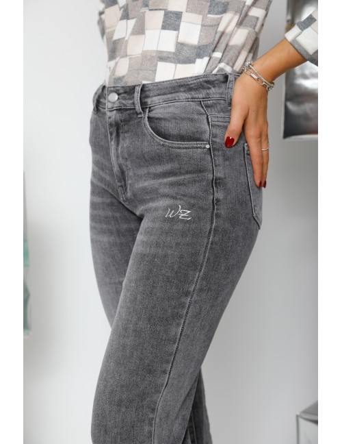 GREY - Embroidered Skinny Jeans