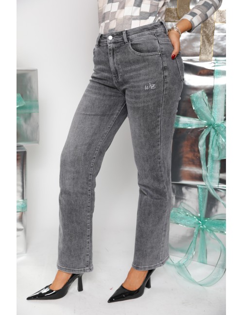 GREY - Embroidered Skinny Jeans