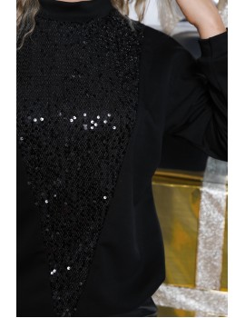 MINNIE Flitteres Felső - Fekete