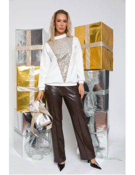 MINNIE Flitteres Felső - Fehér