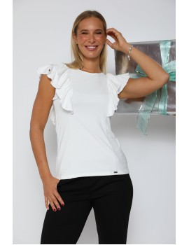 BASIC Alkalmi Fodros Felső - Fehér