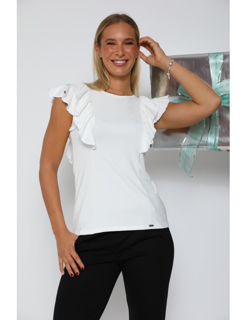 BASIC Alkalmi Fodros Felső - Fehér