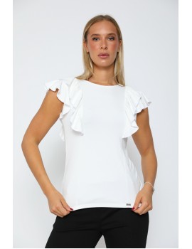 BASIC Alkalmi Fodros Felső - Fehér