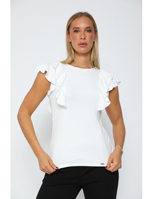 BASIC Alkalmi Fodros Felső - Fehér