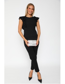 BASIC Top With Flounce - Black