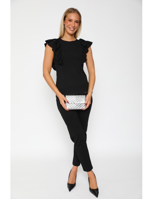 BASIC Alkalmi Fodros Felső - Fekete