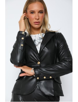 Bőr Blézer - Fekete