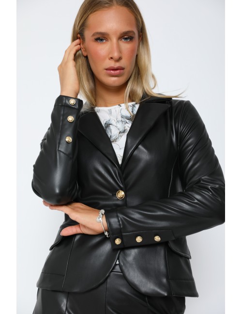 Bőr Blézer - Fekete