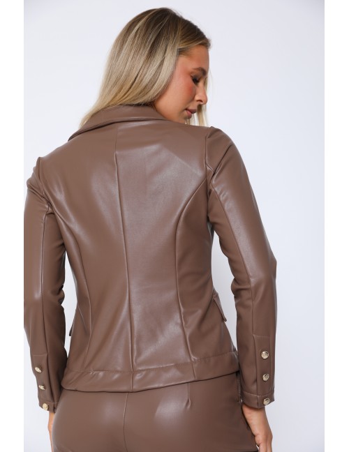 Bőr Blézer - Kakaó