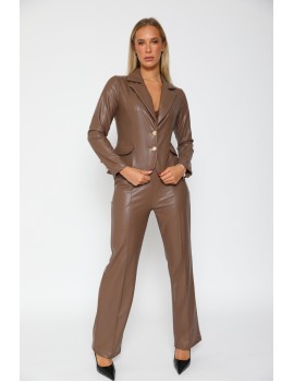 Leather Blazer - Brown