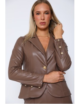 Leather Blazer - Brown
