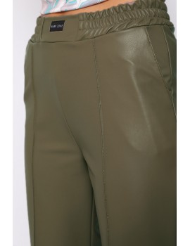 Leather Trousers - Khaki Green