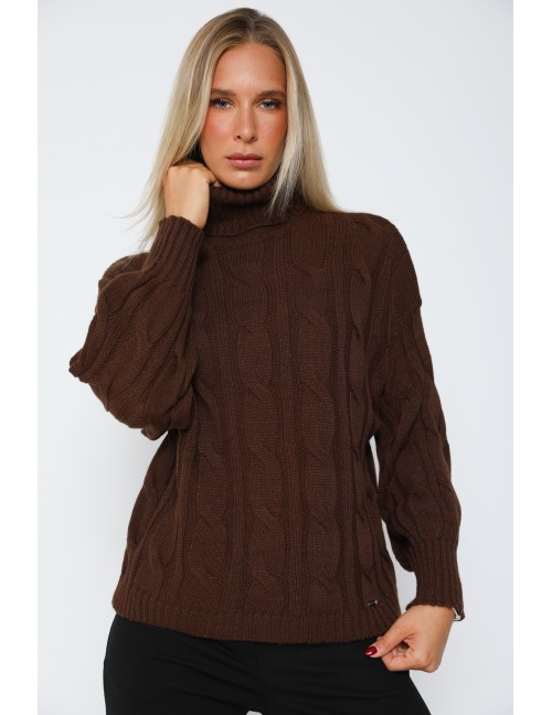 KELLY Vastag Kötött Pulóver - Csokoládé KELLY Vastag Kötött Pulóver - Csokoládé