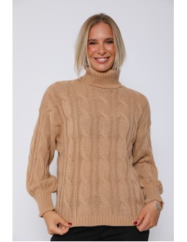 KELLY Vastag Kötött Pulóver - Bézs