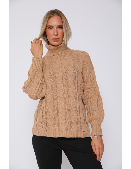 KELLY Vastag Kötött Pulóver - Bézs KELLY Vastag Kötött Pulóver - Bézs