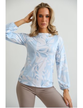 ZINA Print Top - Light Blue