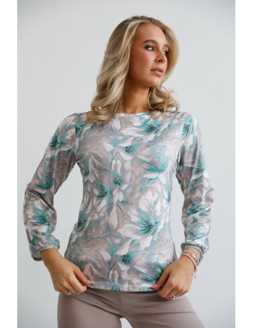 ZINA Mintás Felső - Türkiz
