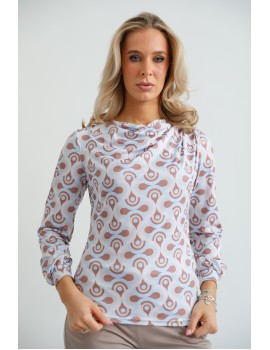 HELENA Print Top - Light Blue-Brown