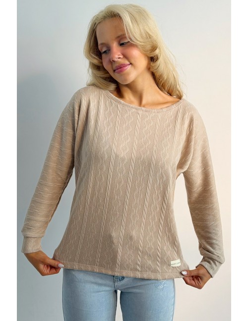 ZIA Kötött Bő Felső - Bézs Textúrás