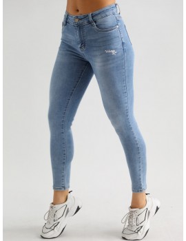 PANDA Hímzett Farmernadrág