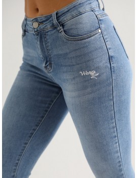 PANDA Hímzett Farmernadrág