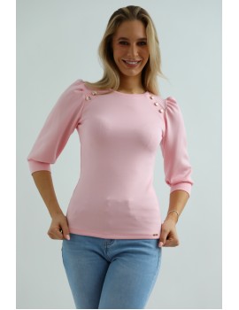 LEONIE Blouse with Buttons - Light Pink
