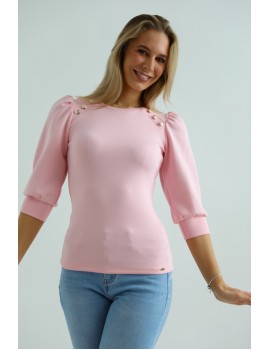 LEONIE Blouse with Buttons - Light Pink