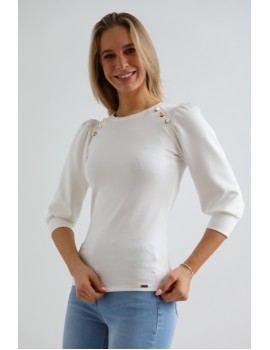 LEONIE Blouse with Buttons - White