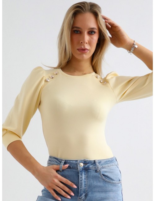 LEONIE Gombos Felső - Pasztell Sárga