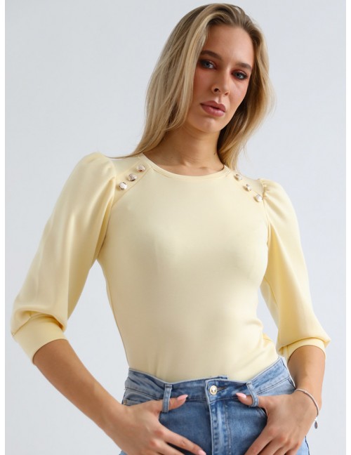 LEONIE Gombos Felső - Pasztell Sárga