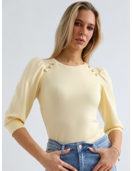 LEONIE Gombos Felső - Pasztell Sárga